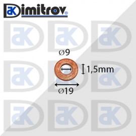 Дифтунга Ø  9 х Ø 19 х 1,5 mm медна
